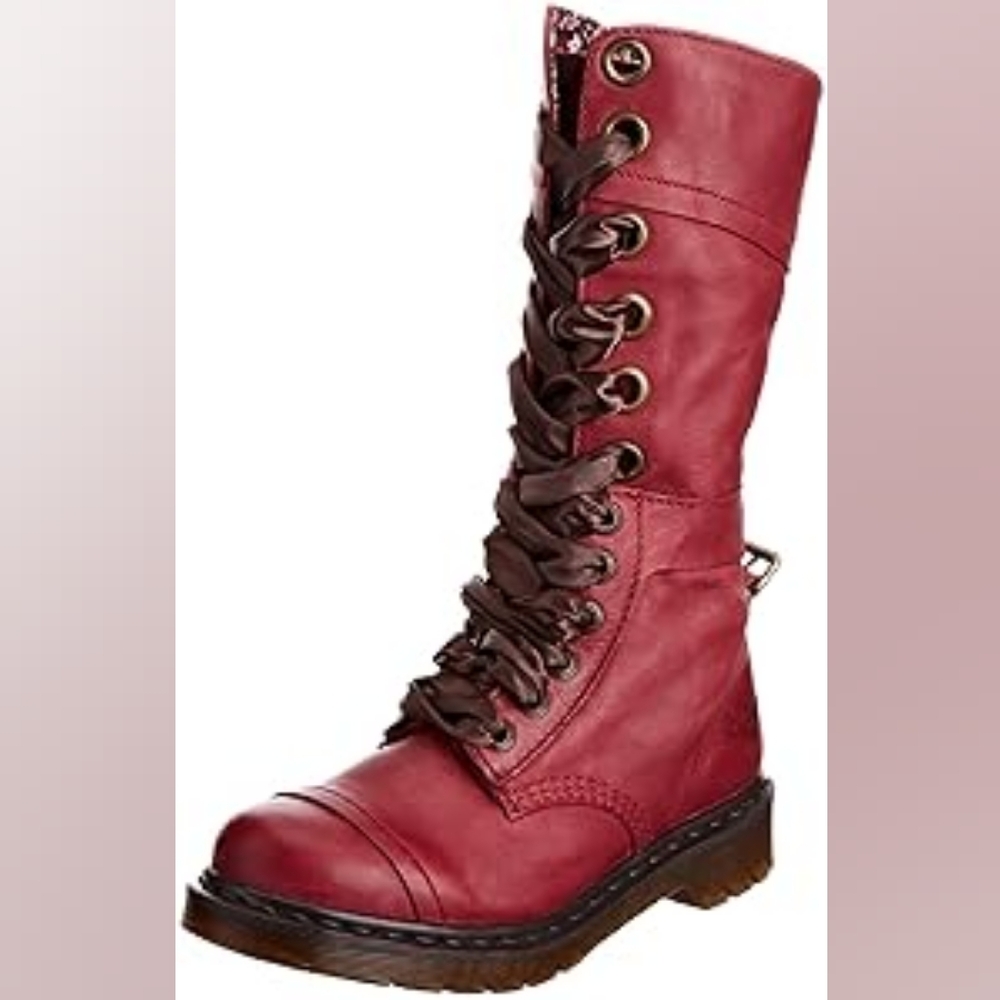 Dr. Martens Women's Triumph 1914 W 12-Eye Ribbon LacesCherry. Worn Once.